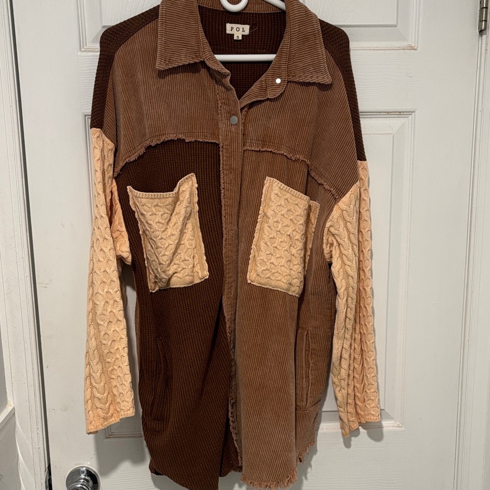 POL Brown and Cream Utility Jacket